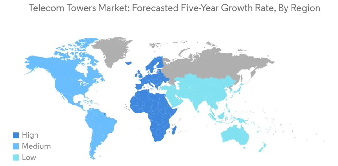 Market Analysis of Telecom Towers Market: Forecasted Growth Rate by Region